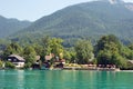 Vacation houses on the shore of Lake St. Wolfgang, Austria Royalty Free Stock Photo