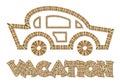 Vacation car line-art style icon Royalty Free Stock Photo