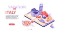 Vacation in Italy - modern colorful isometric web banner