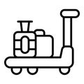 Vacation luggage trolley icon outline vector. Suitcase cart