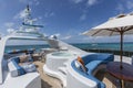 Vacation on Motor Yacht, details of Interior Luxury Yacht Royalty Free Stock Photo