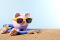 Vacation savings, travel money planning concept, Piggy Bank