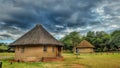 Vacation spot with smaal houses on a stormy day