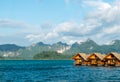 Vacation Start Here Concept, Beautiful Wooden Floating House in Peaceful View of Ratchaprapa dam , Khao sok national park