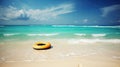 Vacation summer beach ocean . Travel promotion banner template with nice summer and spring feeling Generative AI Royalty Free Stock Photo