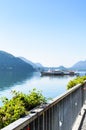 Vacation summer serene Lugano lake surrounded by hills in Morcote