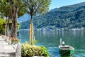Vacation summer serene Lugano lake surrounded by hills in Morcote