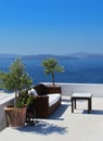 Vacation terrace above blue sea Royalty Free Stock Photo