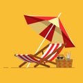 Vacation, travel, vacation. Beach umbrella, beach chair. Royalty Free Stock Photo