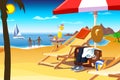 Vacation and travel concept.summer.beach umbrella Royalty Free Stock Photo