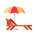 Vacation and travel concept. Umbrella, chair and a towel.