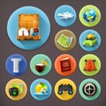 Vacation and Travel, long shadow icons