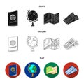 Vacation, travel, passport, globe .Rest and travel set collection icons in black,flat,outline style vector symbol stock