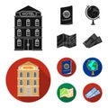 Vacation, travel, passport, globe .Rest and travel set collection icons in black, flat style vector symbol stock