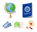 Vacation, travel, passport, globe .Rest and travel set collection icons in cartoon style vector symbol stock