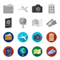 Vacation, travel, passport, globe .Rest and travel set collection icons in monochrome,flat style vector symbol stock