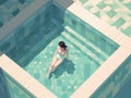 woman summer tropical holiday young pool girl illustration swim water person. Generative AI. Royalty Free Stock Photo