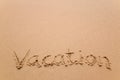 Vacation written in sand Royalty Free Stock Photo