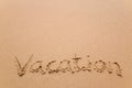 Vacation written in sand