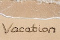 Vacation Written on the Sand of Beach Royalty Free Stock Photo