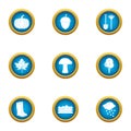 Vacationer icons set, flat style