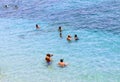 Vacationers bathe in crystal clear water Alanya, Turkey
