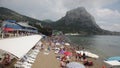 Vacationers on a beach in the Crimea