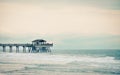 Vacationers fish from Tybee Island Fishing Pier Royalty Free Stock Photo