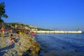 Vacationers relaxing on Balchik beach