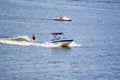 Vacationers ride boats and boats on the river