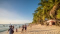Boracay, Philippines - January 5, 2018: Vacationers on the sunny beach of the island of Boracay. Philippine exotic