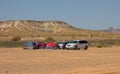 Vacationers tenting in the desert