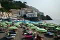 Vacationers and Tourists at Amalfi Town Beach