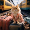 Vacationing kitty Humorous portrayal of a cats travel escapade
