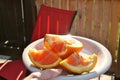 Summer Fresh Fruits Orange Citrus Juicy Parts Quarters Sunny Day Refreshment Outdoor Food