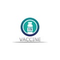 Vaccin logo medical vector antibiotic vaccination virus vaccine, design and illustration for health care