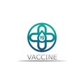 Vaccin logo medical vector antibiotic vaccination virus vaccine, design and illustration for health care