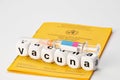 Vaccinate; vaccine written with dice Royalty Free Stock Photo