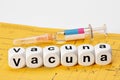 Vaccinate; vaccine written with dice Royalty Free Stock Photo