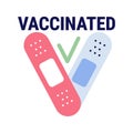 Vaccinated flat style concept with medical patches