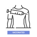 Vaccinated patient - vector line design single isolated icon Royalty Free Stock Photo