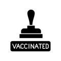 Vaccinated stamp black glyph icon