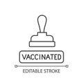 Vaccinated stamp linear icon