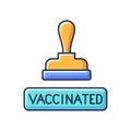 Vaccinated stamp RGB color icon