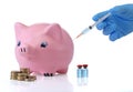 Vaccinating the piggy bank. Isolated