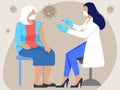 Doctor giving corona vaccine to woman