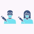 Vaccination adult glyph icon on white background. Vector illustration.