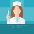 Vaccination against influenza doctor with syringe two. Vector illustration