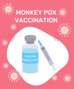 Vaccination against monkeypox virus. A bottle with a vaccine for immunization and a syringe for blood sampling. Monkeypox pandemic Royalty Free Stock Photo