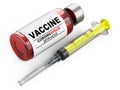 Vaccination against sars virus, coronavirus. Syringe for injecting vaccine and bottle with the drug. Infection pneumonia